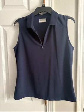 Fila Women's Sleeveless Zip Polo Tank - Navy